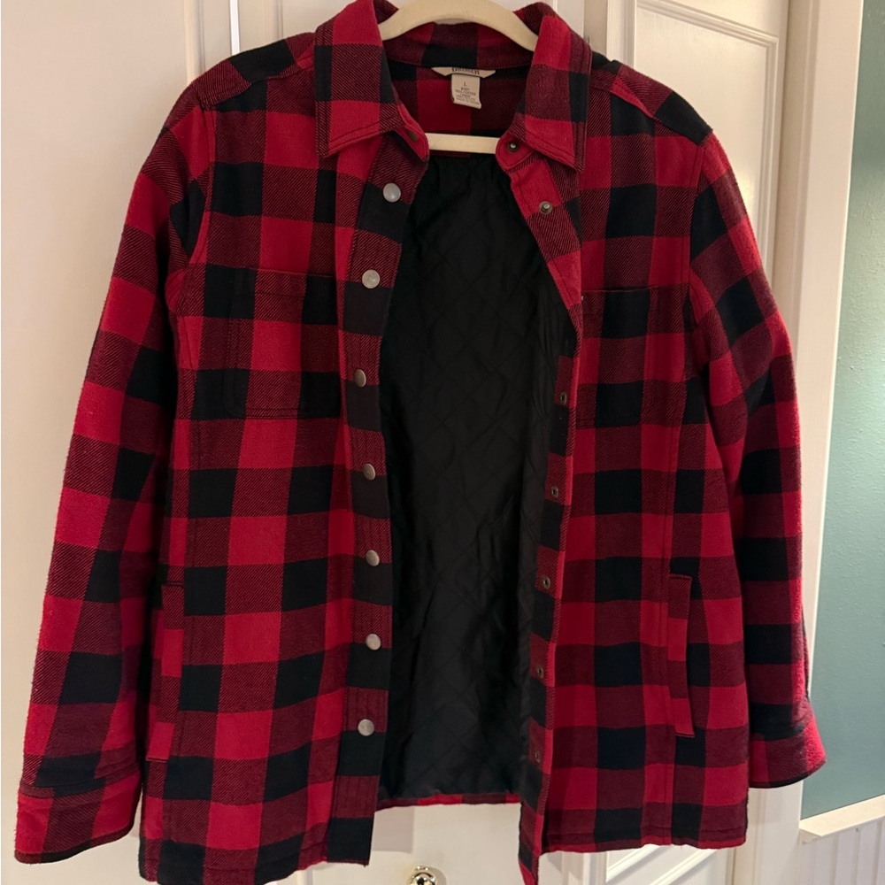 Duluth Trading Co Red and Black Plaid Utility Shacket